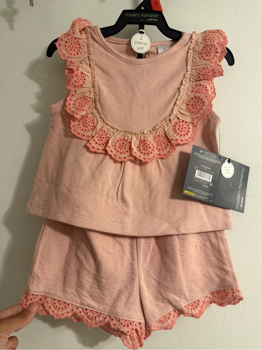 modern moments Pink Crochet-Trim Girls' Matching Set